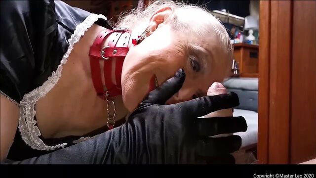 French Maid Joy licks and sucks cock - link in description