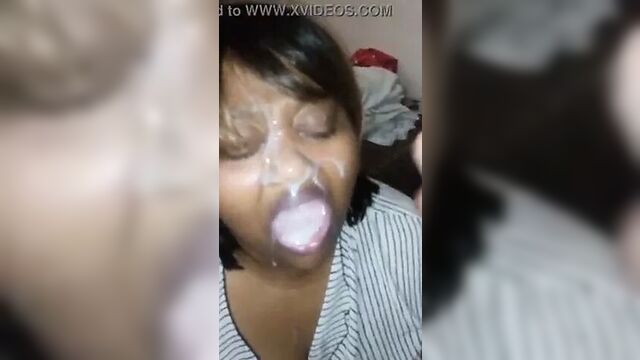 Black granny blowjob and facial