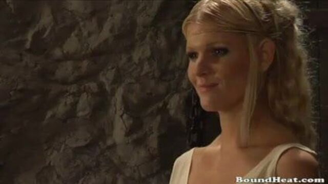 Topless and busty teen lesbian slaves in a roman bath