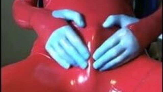 Rubber suit masturbating