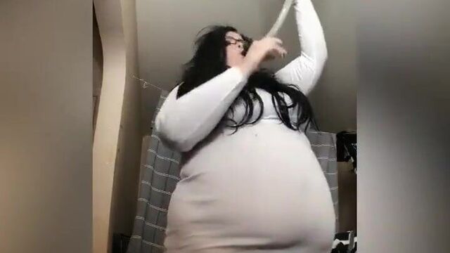 HORNY SSBBW IN TIGHT DRESS FEEDING