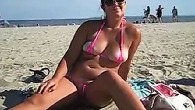 Crystal's Bikini Doesn't Cover Her Ass Or Pussy!