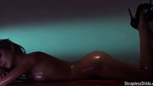 Sexy lesbian oil massage with strap-on