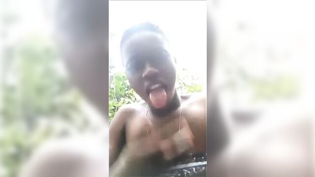 Black african girl masturbates, squirts and taste herself