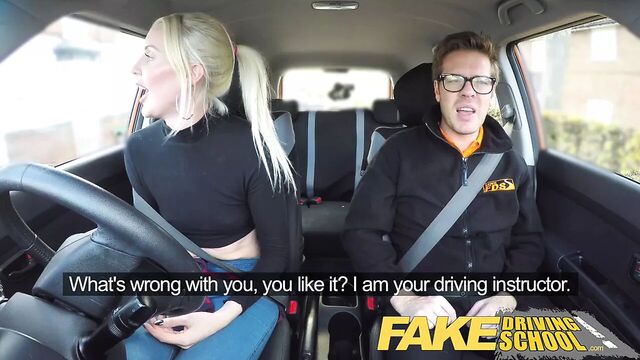 Fake Driving School lesson ends in squirting orgasm creampie