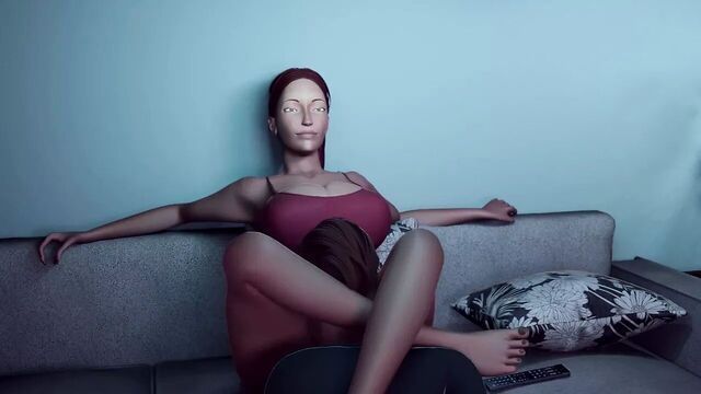 Milf uses guy's mouth while watching porn (FUTA on MALE)