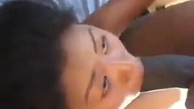 Cute asian deepthroats a huge black cock