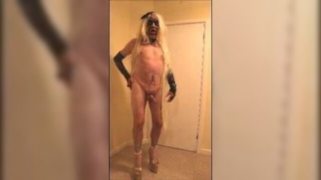 Naked blonde transvestite slut
