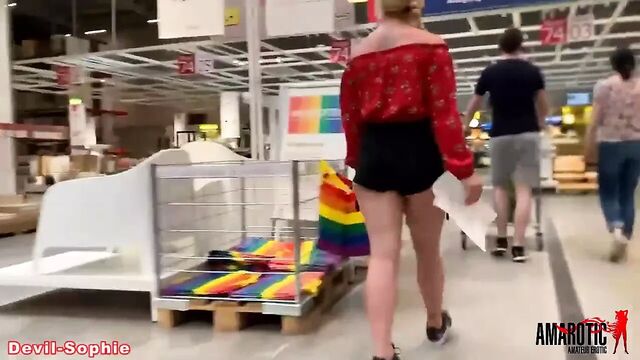 Devil-Sophie: Heavy public blowjob in the furniture store