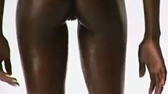 Sexy skinny black girl fitness workout fun