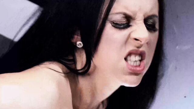 Hot busty brunette milf has anal sex in a public bar