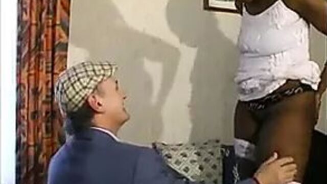 French Papy voyeur fucks a fat black girl