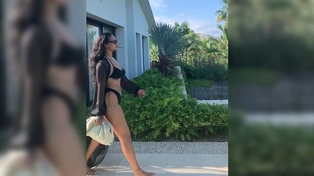 Rihanna slow motion in black bikini